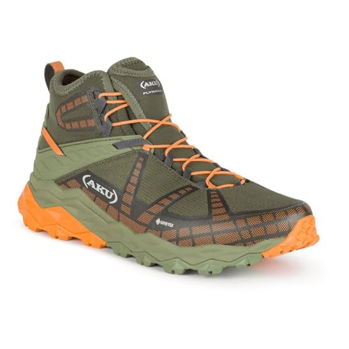 AKU Flyrock Mid GTX, Herren-Sneaker, Militärgrün/Orange, Größe 42, Militärgrün/Orange, 42 EU von AKU