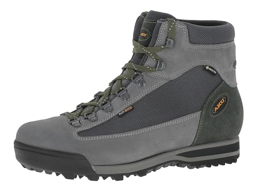 AKU Slope Micro GTX wasserdichte und stabile Herren Wanderschuhe mit atmungsaktiven Obermaterial und griffiger Laufsohle | Hikingschuhe Grey/Green EU 46,5 von AKU
