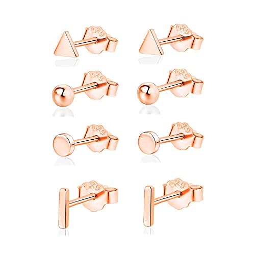 Ohrstecker Silber Set Damen Ohrringe Set Roségold Silber Ohrstecker 4 Paar Knorpel Schlaf Ohrringe Ohrstecker Set Für Damen, Mädchen und Herren von AKUSESALI