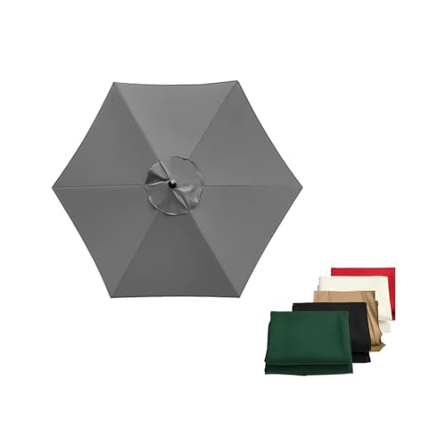 AKWQPY Bezug für aus Polyester 6 Kiele für Outdoor-Tische Baldachin Ersatzbezug, Schirmabdeckung, Überdachung, Wasserabweisende Anti-Ultraviolett Regenschirm Ersatz Stoff ﻿(Gray,2.5m/8ft) von AKWQPY