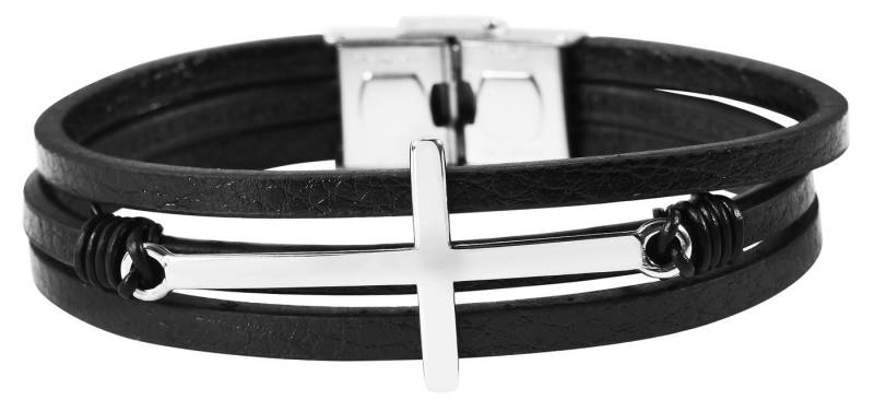 AKZENT Armband Karli Echtleder, Edelstahl Kreuz, Länge 20 cm, Herrenschmuck, Herren Armband von AKZENT