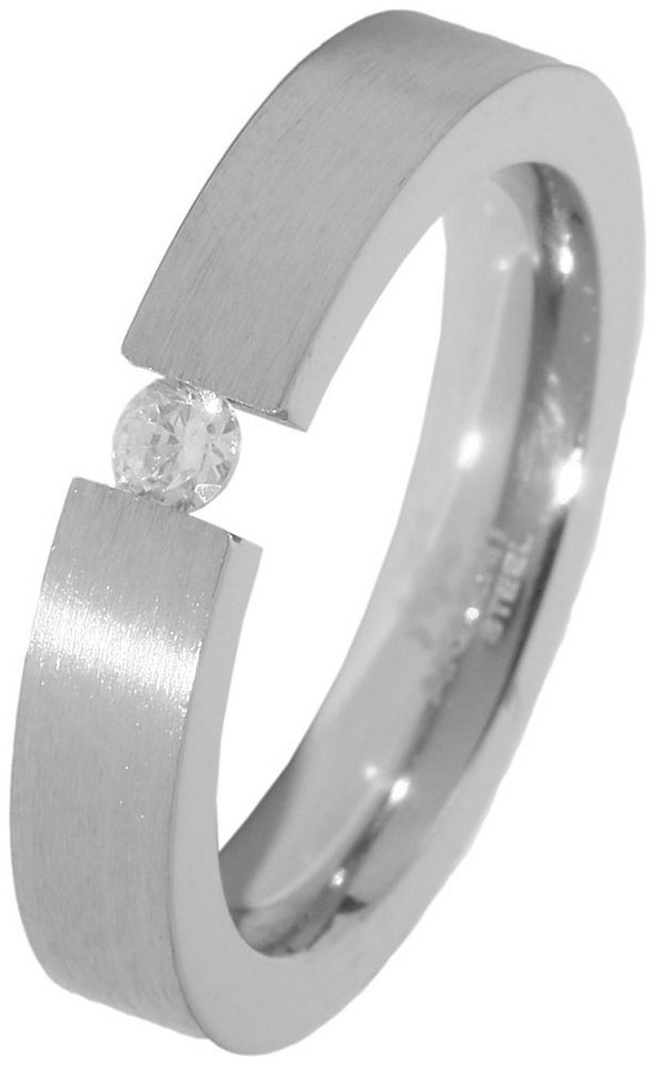 AKZENT Fingerring Ellice Edelstahl Damenring silber Gr. 50 – 62, Zirkoniabesatz, Damen Ring von AKZENT