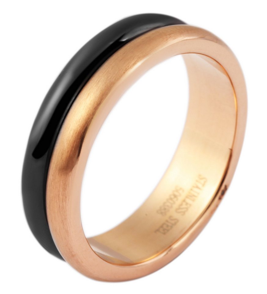 AKZENT Fingerring Gerdia Keramik Damenring schwarz/rosegold Gr. 52 – 58, Damen Ring von AKZENT