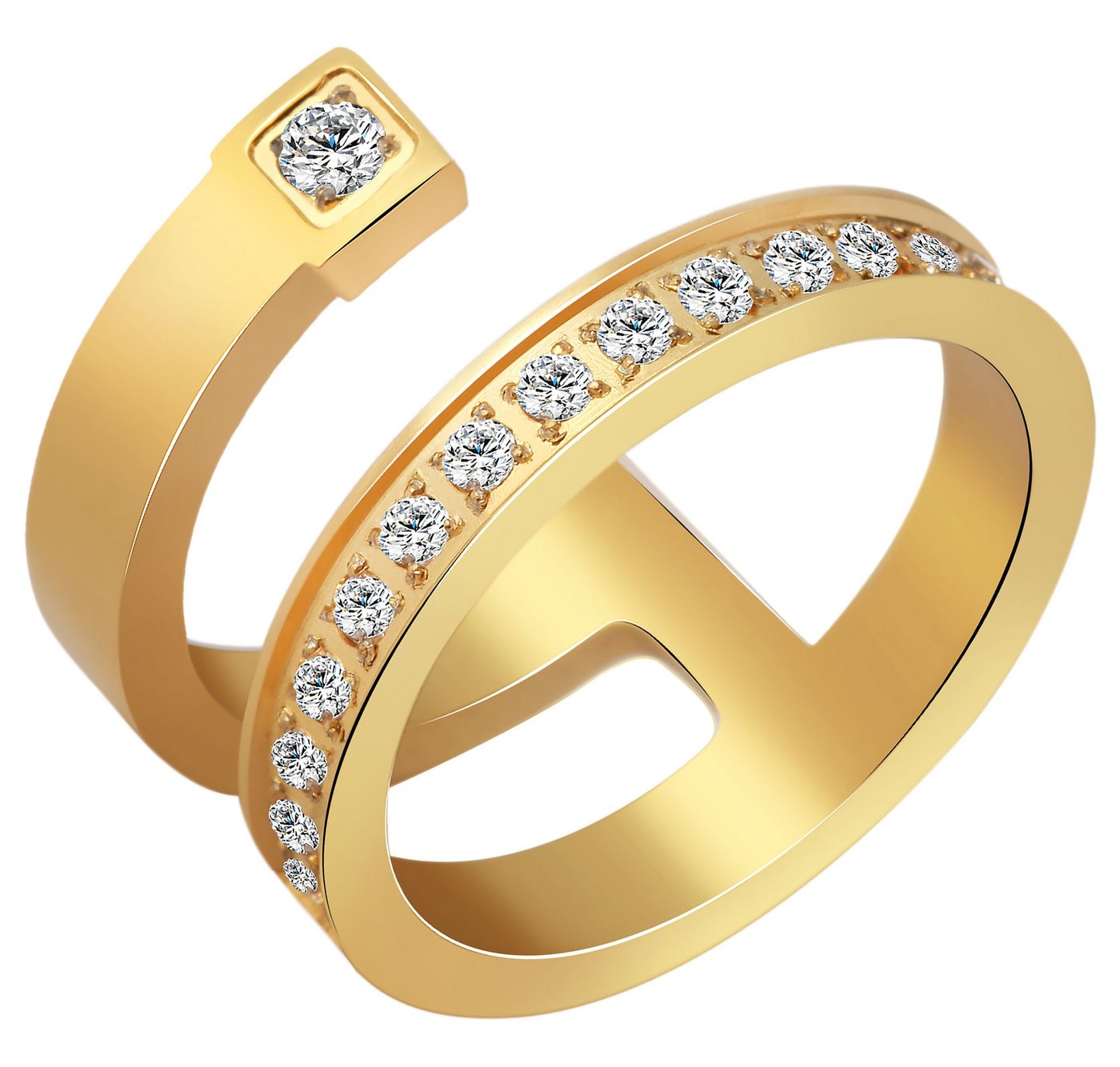 AKZENT Fingerring Golda Edelstahl Damenring gold Gr. 54 – 60, Similibesatz, Damen Ring von AKZENT