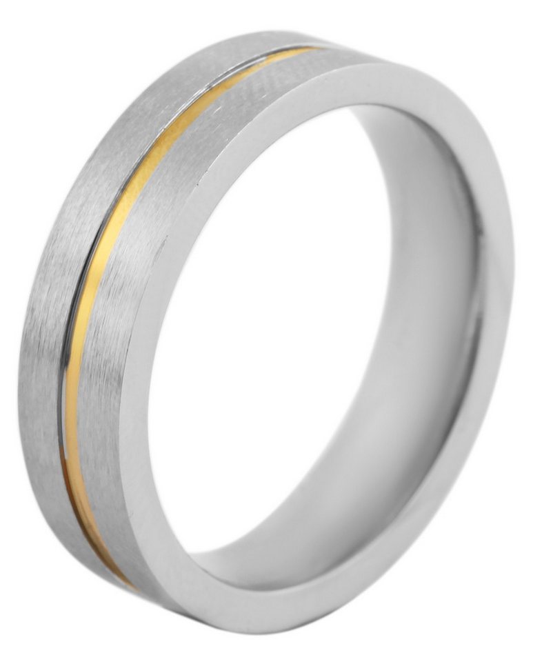 AKZENT Fingerring Hilke Edelstahl Unisex Ring Bicolor Silber Gold Gr. 64 - 70 von AKZENT