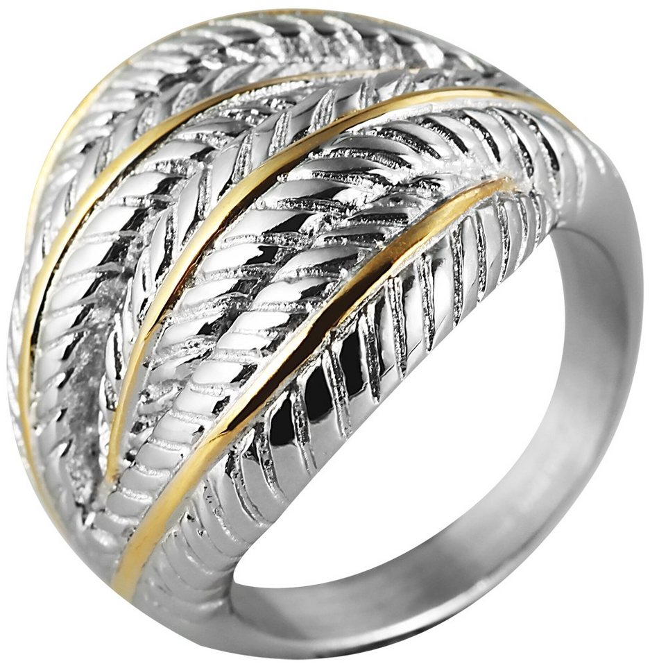 AKZENT Fingerring Kuna Edelstahl Damenring silber /gold bicolor Gr. 54 – 60, Damen Ring von AKZENT