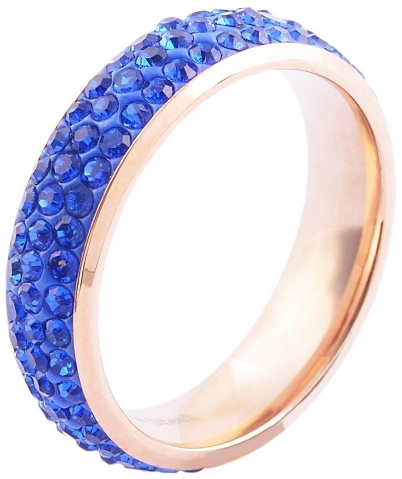 AKZENT Fingerring Lilith Edelstahl Damenring roségold Gr. 52 – 62,Similibesatz blau, Damen Ring von AKZENT