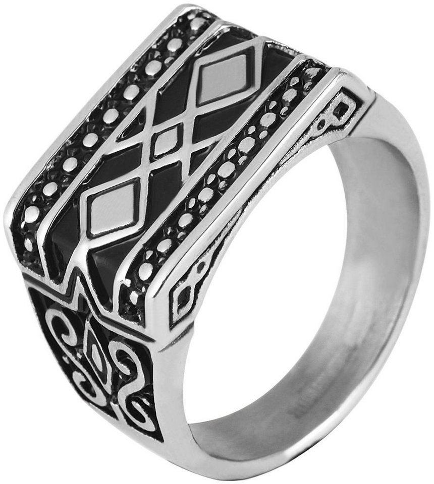 AKZENT Fingerring Logan Edelstahl Herrenring silber/schwarz Gr. 64 – 72, Herren Ring von AKZENT