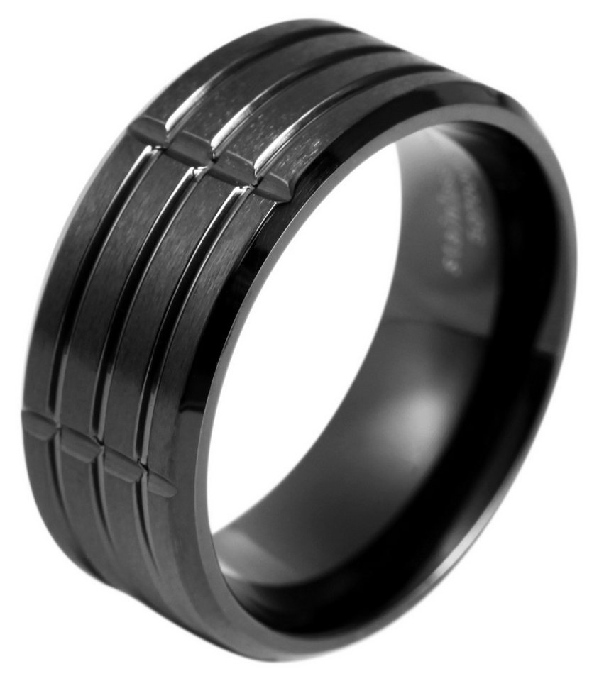 AKZENT Fingerring Mileno Edelstahl Herrenring schwarz plattiert Gr. 60 – 72, Herren Ring von AKZENT