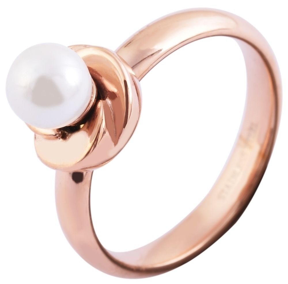 AKZENT Fingerring Rosea Edelstahl Damenring rosegold Gr. 52 – 60, Süßwasserperle, Damen Ring von AKZENT