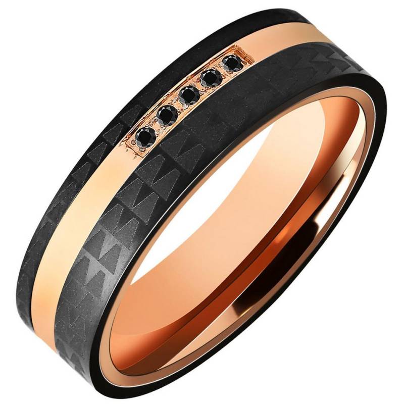 AKZENT Partnerring Zdravka aus Edelstahl Ionenplattiert roségoldfarben/schwarz Gr. (Einzeln), Damen Ring von AKZENT