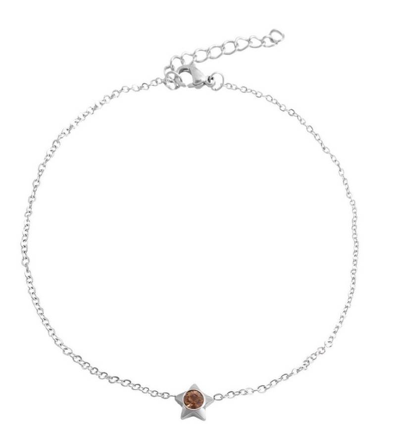 AKZENT Fußkette Alara Fußkettchen aus Edelstahl silberfarbig mit Simlistein (einzeln), Damen FuÃŸschmuck von AKZENT