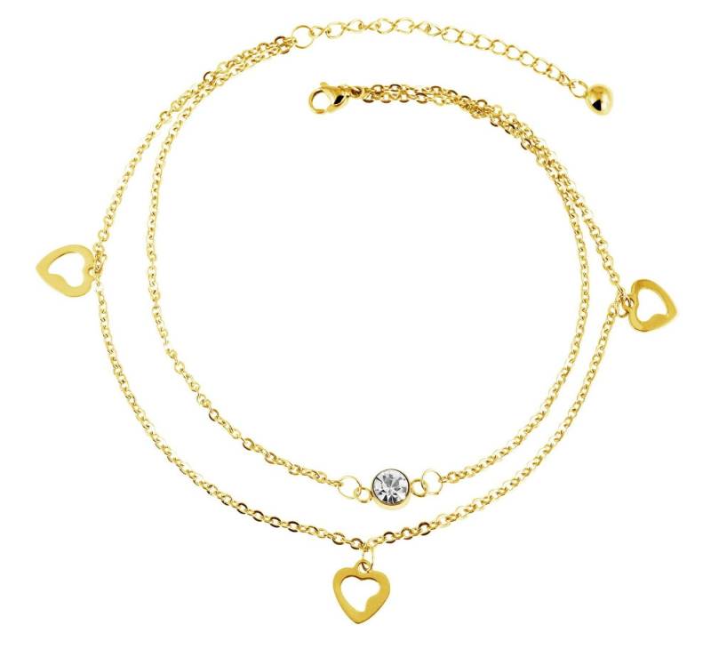 AKZENT Fußkette mit Anhänger Felire Fußkettchen aus Edelstahl Herzanhänger mit Similistein (einzeln) von AKZENT