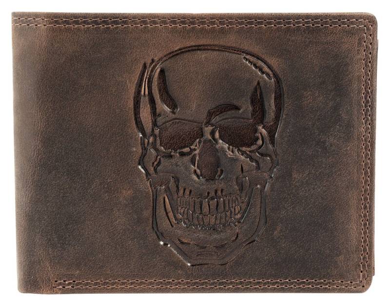 AKZENT Geldbörse 3000522 Querformat, Echtleder, RFID, Totenkopf von AKZENT