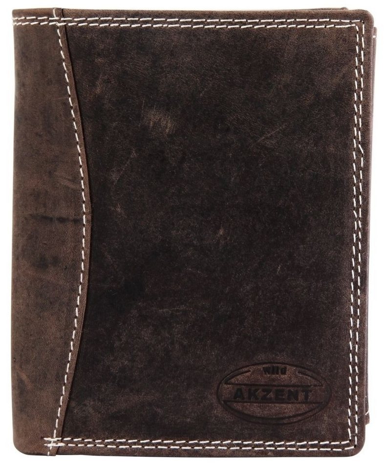 AKZENT Geldbörse Echtleder Portemonnaie mit RFID Schutz Braun Leder Geldbörse 9 x 12 cm (1-tlg) von AKZENT