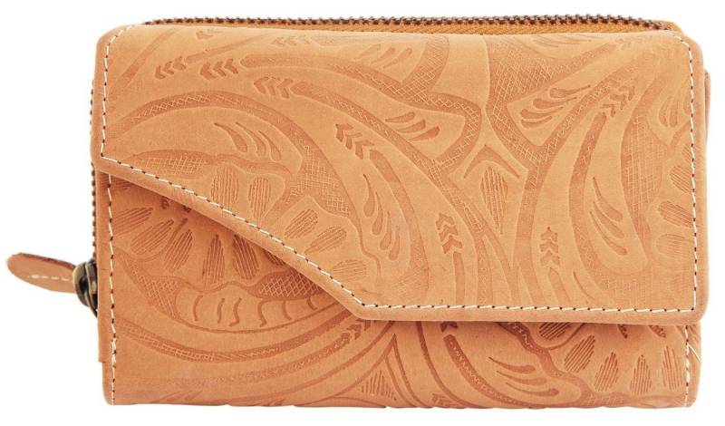 AKZENT Geldbörse Flora Akzent Damen Geldbörse aus Veloursleder mit Blumenprint (Einzeln), Damen GeldbÃ¶rse Quer Echtleder von AKZENT