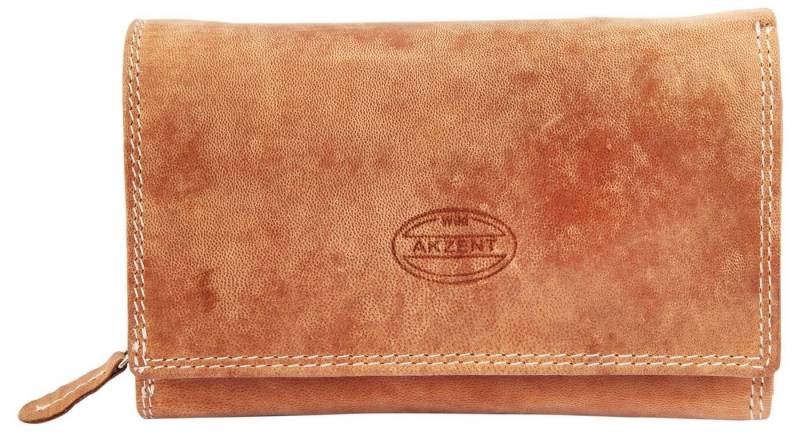 AKZENT Geldbörse Miran Akzent Damengeldbörse aus Echtleder, RFID-Schutz, hellbraun, Damen GeldbÃ¶rse Quer Echtleder von AKZENT