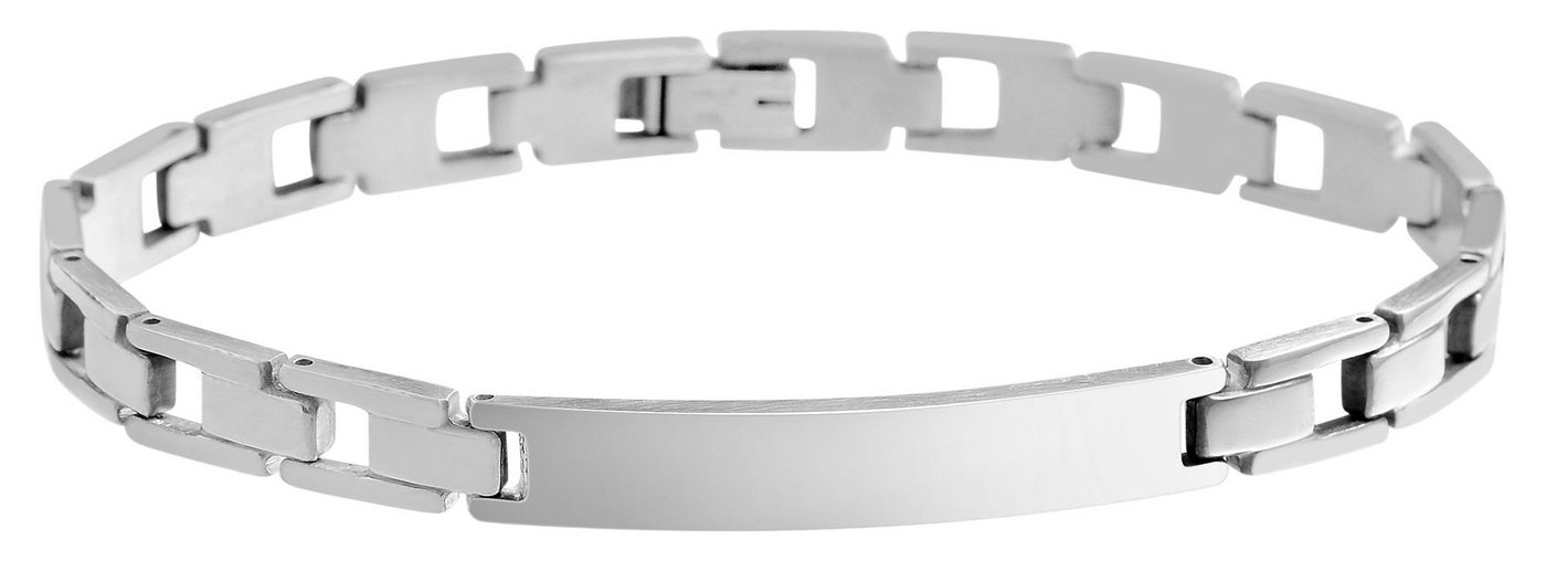 AKZENT Edelstahlarmband Samani Armband aus Edelstahl Gliederband silberfarbig mit Gravurplatte (einzeln) von AKZENT