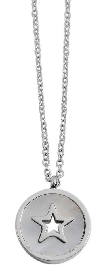AKZENT Kette mit Anhänger Charlie Edelstahlkette mit rundem Perlmuttanhänger, 43+5 cm (Einzeln), Damen Kette mit AnhÃ¤nger von AKZENT