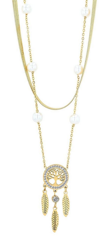 AKZENT Kette mit Anhänger Freia Edelstahl gold Damen wasserfest von AKZENT