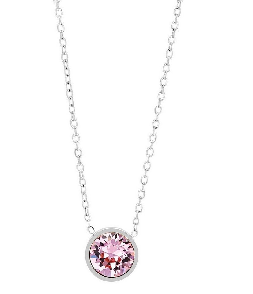 AKZENT Kette mit Anhänger Laila Halskette mit rosa Swarovski Anhänger Ř 10 mm, Edelstahl (Einzeln) von AKZENT
