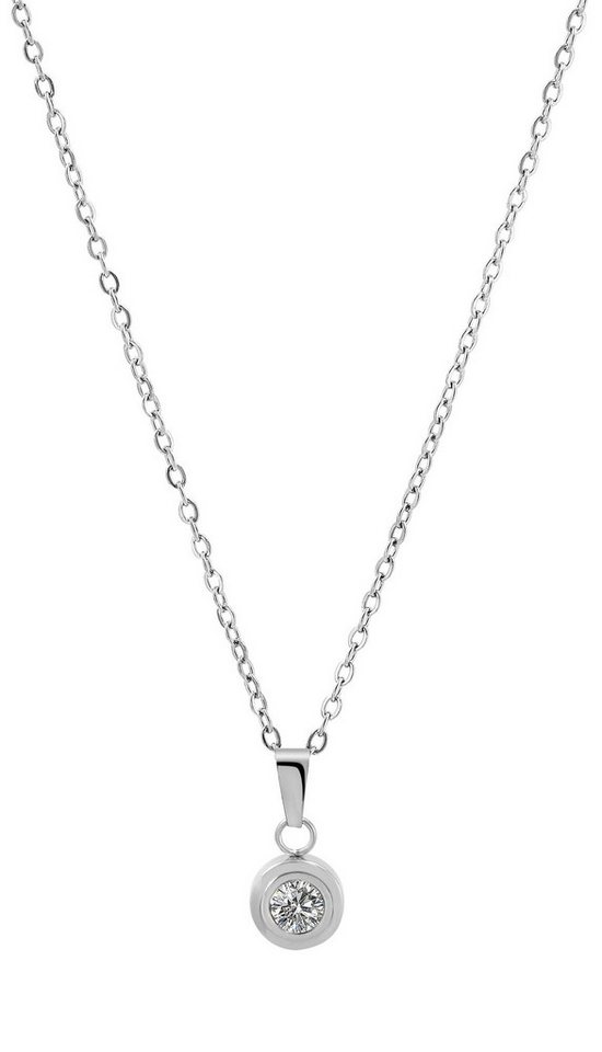 AKZENT Kette mit Anhänger Léa "Léa" Akzent Halskette mit rundem Similibesatz, Edelstahl (Einzeln) von AKZENT