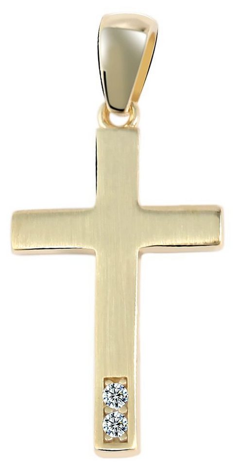 AKZENT Kettenanhänger Jewel Echt Gold Kettenanhänger aus Gelbgold Kreuz mit Zirkonia, Damen AnhÃ¤nger von AKZENT