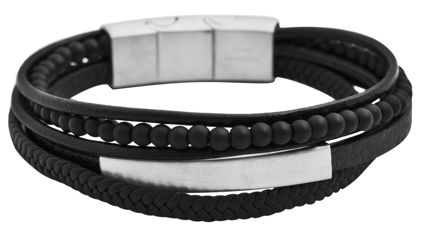 AKZENT Lederarmband Aegir Herren Armband aus Lederimitation mehrreihig Schwarz (einzeln) von AKZENT