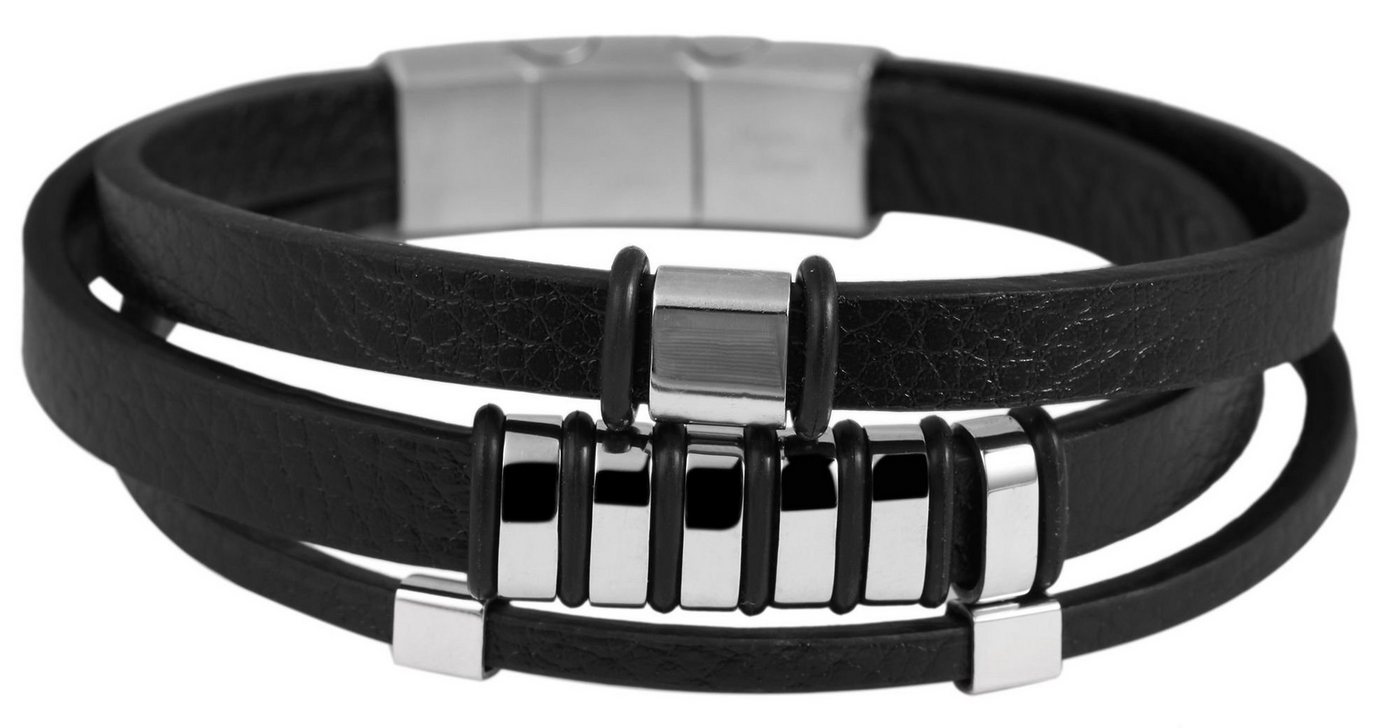 AKZENT Lederarmband Amnun Unisex Armband aus Echt Leder mit Edelstahlelementen (einzeln), Herren Armband von AKZENT