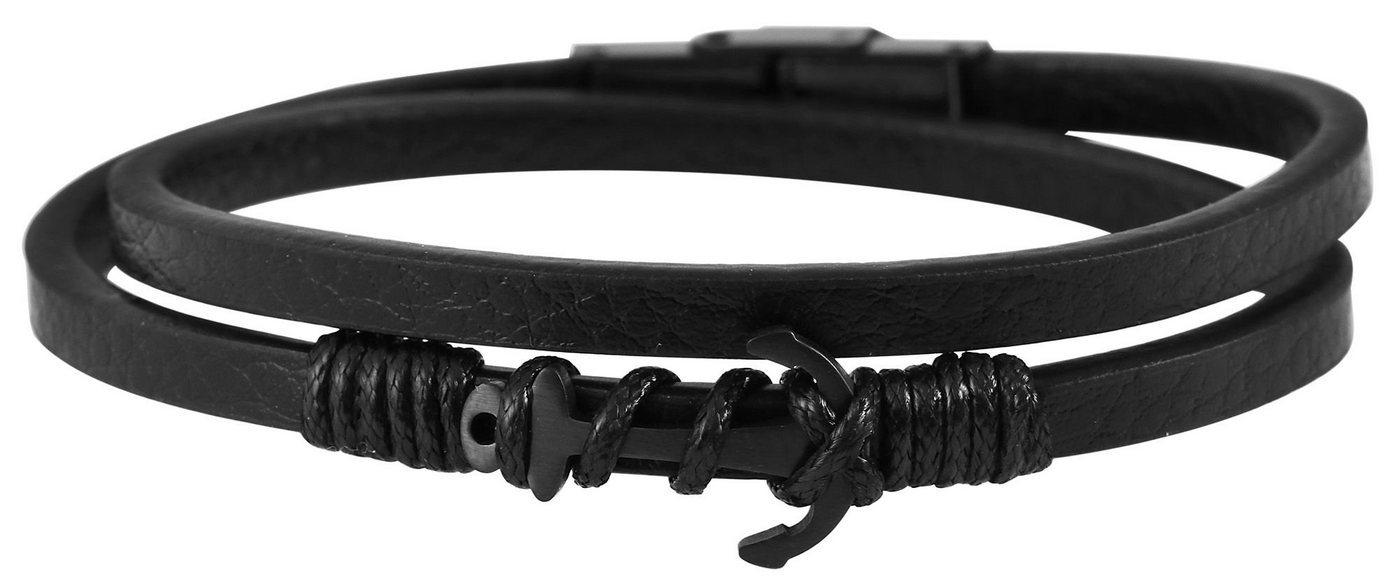 AKZENT Lederarmband Andrew Armband Wickelarmband aus Echtleder mit Edelstahlelement Anker (einzeln), Herren Armband von AKZENT