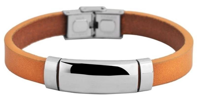 AKZENT Lederarmband Josif Unisex Armband aus Echtleder mit Edelstahl Gravurplatte (einzeln) von AKZENT