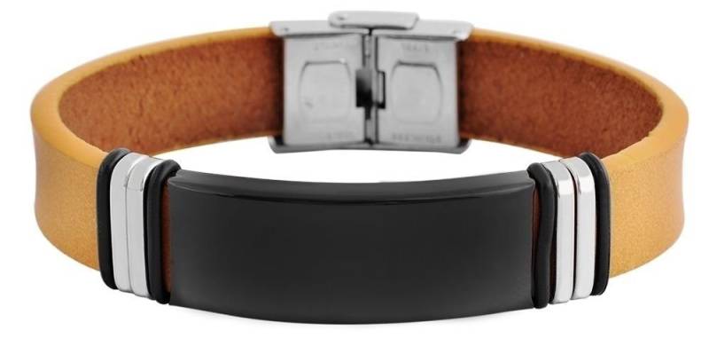AKZENT Lederarmband Jovel Armband aus Echtleder mit Edelstahl Gravurplatte (einzeln) von AKZENT