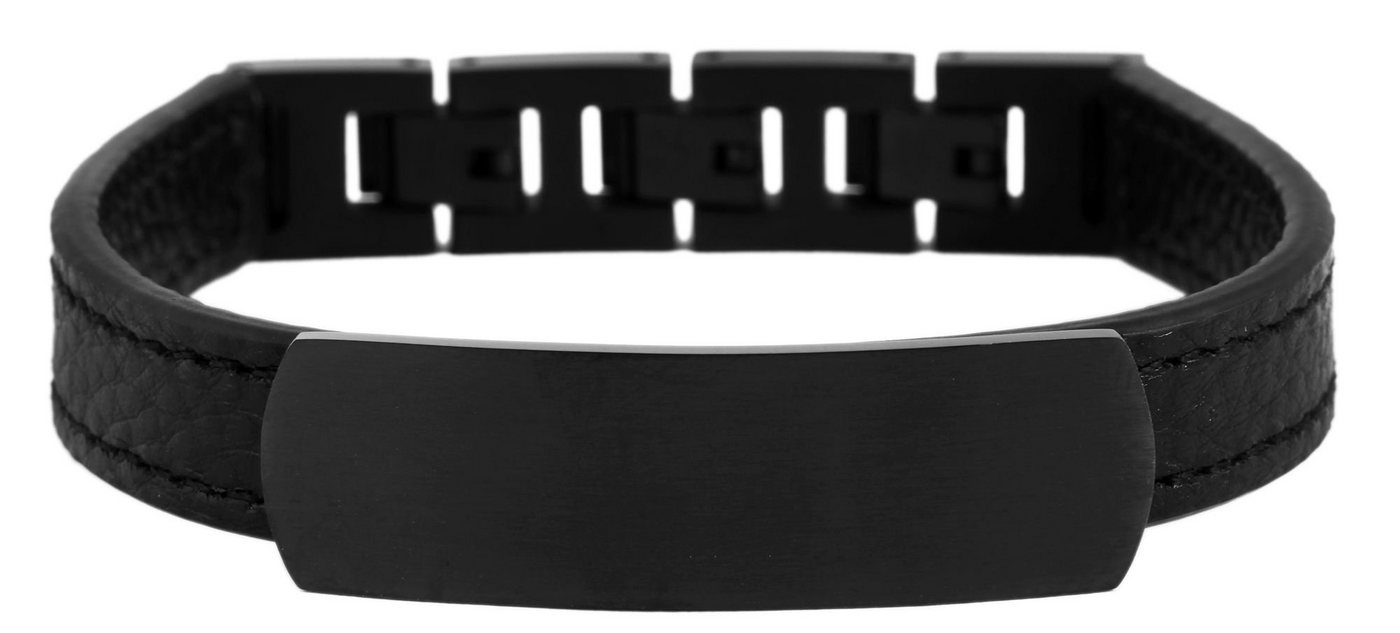 AKZENT Lederarmband Vedran Herren Armband aus Echt Leder mit Gravurplatte aus Edelsathl (einzeln), Herren Armband von AKZENT