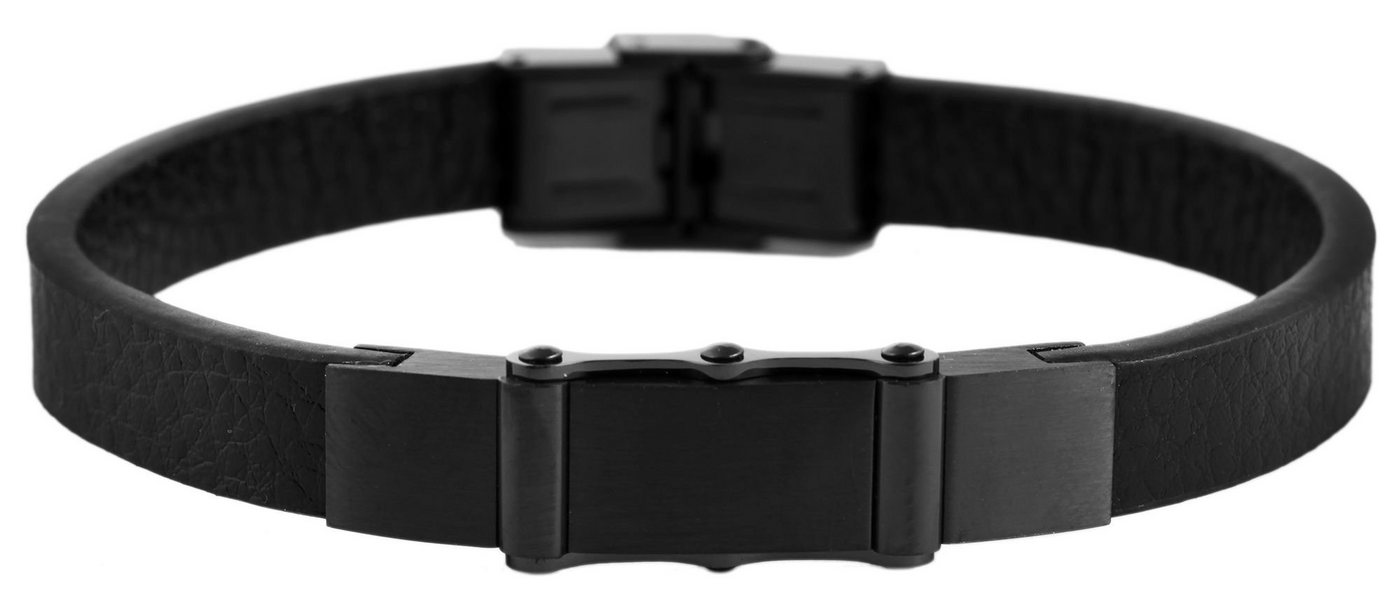 AKZENT Lederarmband Vedro Unisex Armband aus Echtleder mit Edelstahlelement Schwarz (einzeln) von AKZENT