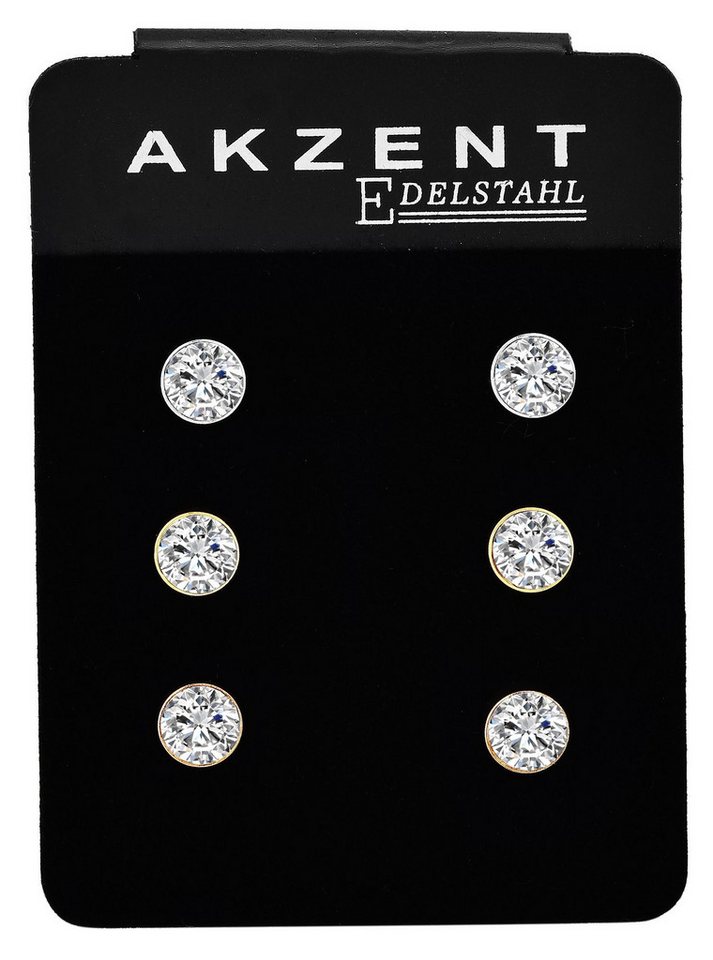 AKZENT Ohrring-Set Aceel Ohrstecker Ohrringe Edelstahl silber Damen wasserfest (Paar) von AKZENT