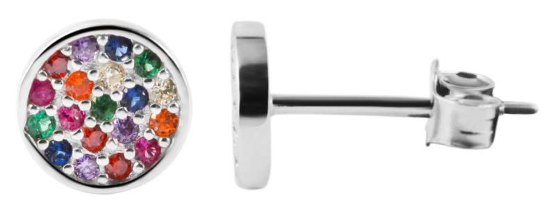 AKZENT Paar Ohrstecker Bahrai 925/- Echt Silber Ohrstecker "Bahrai" rund mit buntem (Paar, Paar), Damen Ohrring von AKZENT