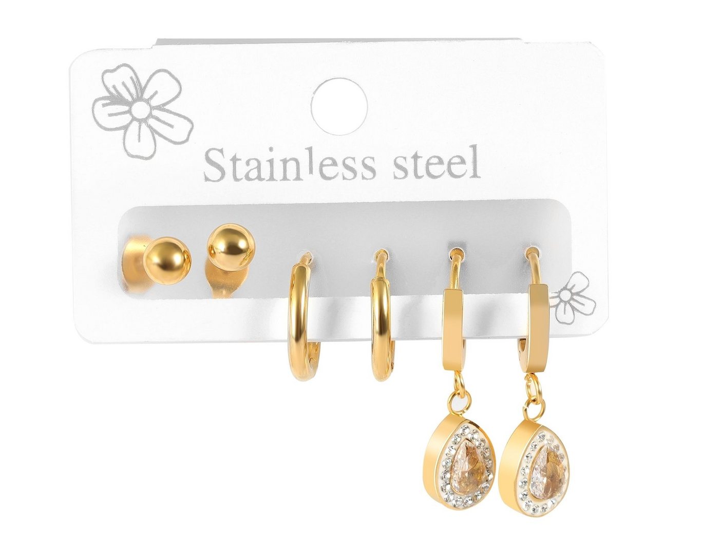 AKZENT Ohrring-Set Joss Ohrstecker Ohrringe Edelstahl gold Damen wasserfest (Paar) von AKZENT