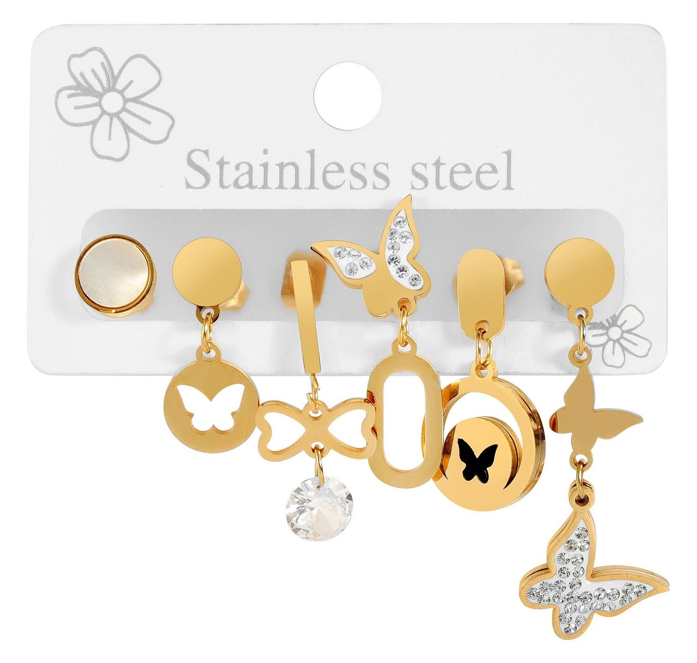 AKZENT Ohrring-Set Jun Ohrstecker Ohrringe Edelstahl silber Damen wasserfest (Paar) von AKZENT