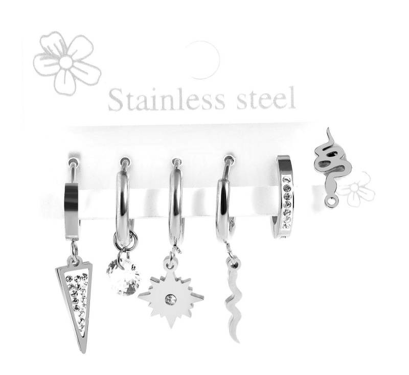 AKZENT Ohrring-Set Lyle Akzent 6er Set mit 5 x Creolen und 1 x Ohrstecker, Edelstahl (Paar) von AKZENT