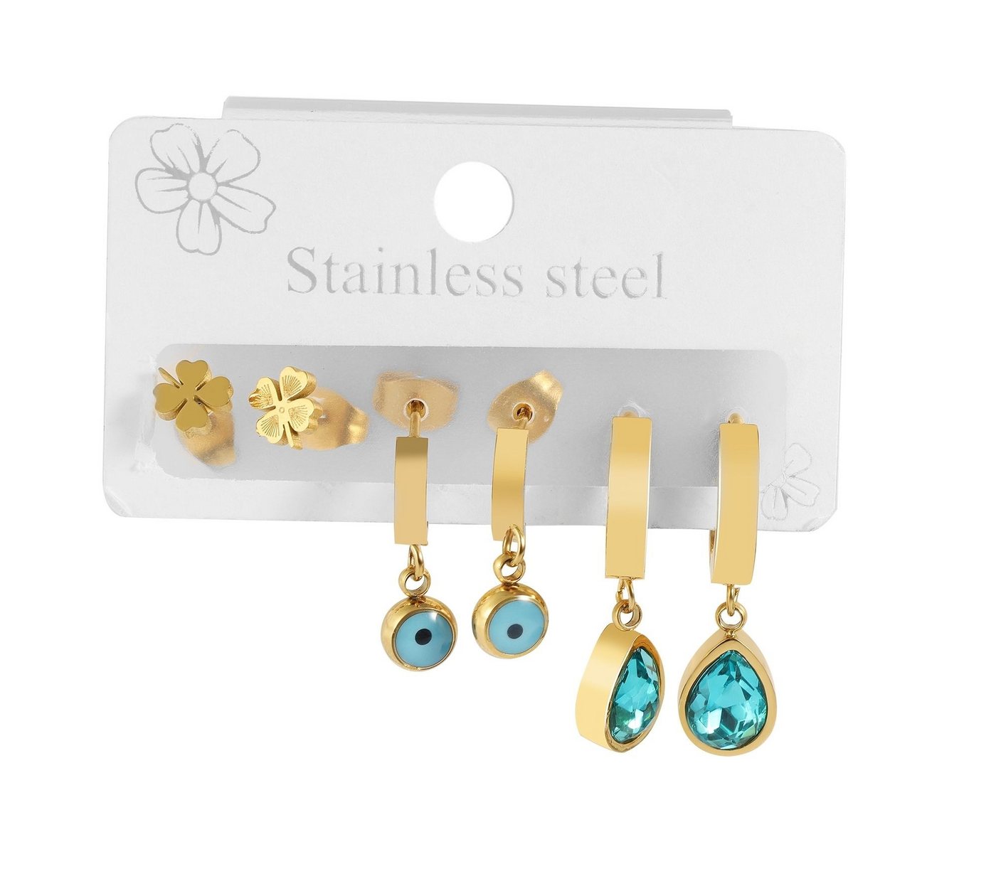 AKZENT Ohrring-Set Lyra Ohrstecker Ohrringe Edelstahl silber Damen wasserfest (Paar) von AKZENT