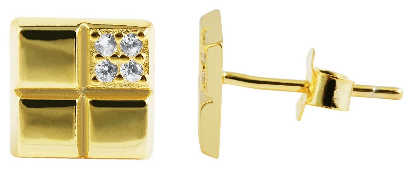 AKZENT Paar Ohrstecker Quadira Ohrstecker aus 925/- Echt Silber vergoldet mit Zirkonia (Paar, Paar), Damen Ohrring von AKZENT