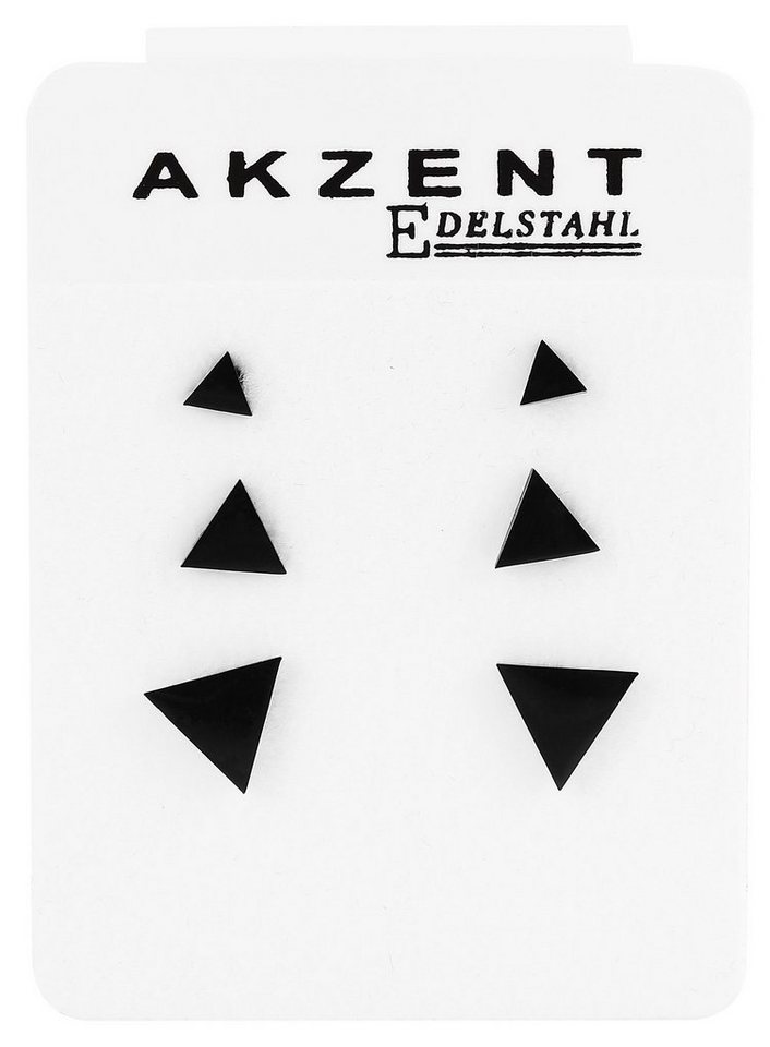 AKZENT Paar Ohrstecker Talvi 3 Ohrstecker im Set aus Edelstahl Dreieck (verschiedene Größen) (Paar, Paar), Damen Ohrring von AKZENT