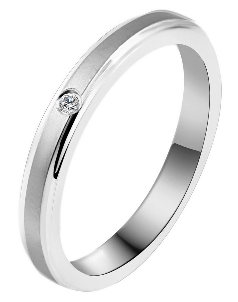 AKZENT Partnerring Elegant Simplicity aus Edelstahl, Similibesatz, silberfarben, Gr. (Einzeln), Damen Ring von AKZENT
