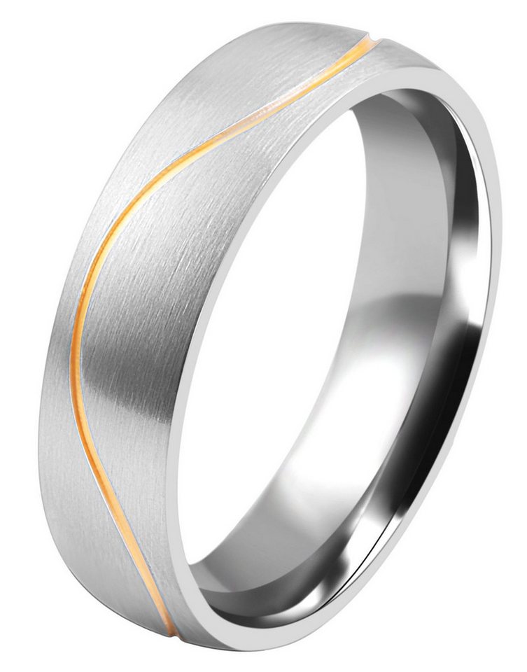 AKZENT Partnerring Exotic Wave aus Edelstahl, bicolor, Gr. 54 - 70 (Einzeln), Herren Ring von AKZENT