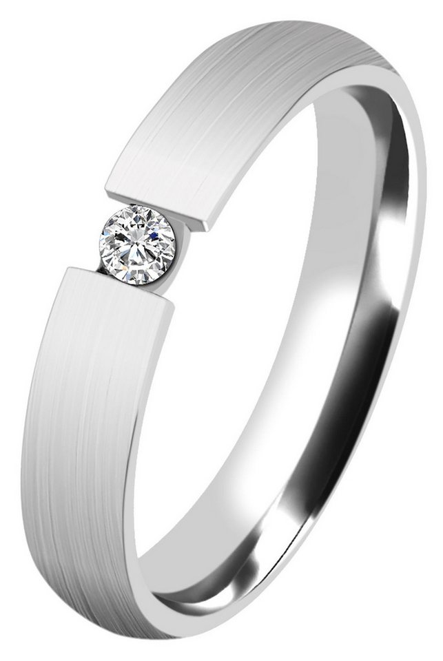 AKZENT Partnerring Noble Triumph aus Edelstahl, Zirkoniabesatz, silberfarben, Gr. 48 (Einzeln), Damen Ring von AKZENT