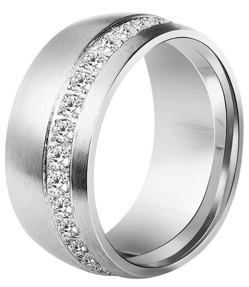 AKZENT Partnerring Peaceful Step aus Edelstahl, Similibesatz, silberfarben, Gr. 48 - (Einzeln), Damen Ring von AKZENT