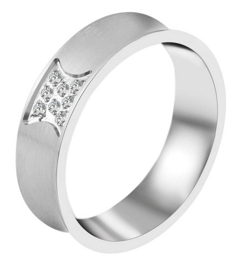 AKZENT Partnerring Perfect Match aus Edelstahl, Similibesatz, matt & silberfarben, (Einzeln), Damen Ring von AKZENT