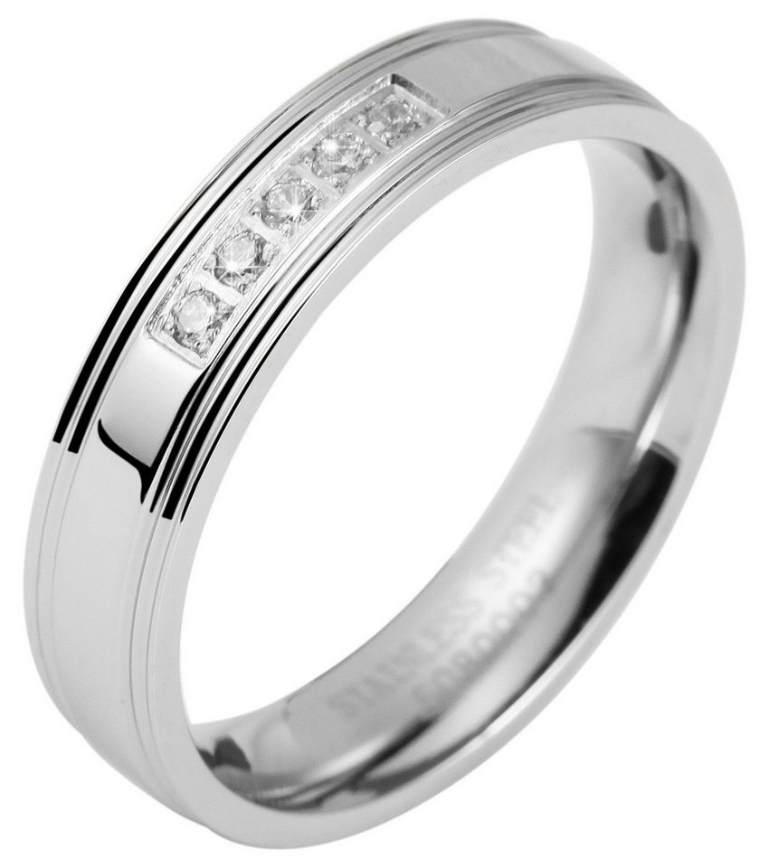 AKZENT Partnerring Shining Aura aus Edelstahl, Similibesatz, silberfarben, Gr.52 - (Einzeln), Damen Ring von AKZENT