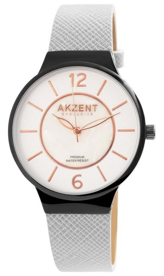 AKZENT Quarzuhr Galia Damen Armbanduhr mit Lederimitationsband, Damenuhr Lederimitat von AKZENT