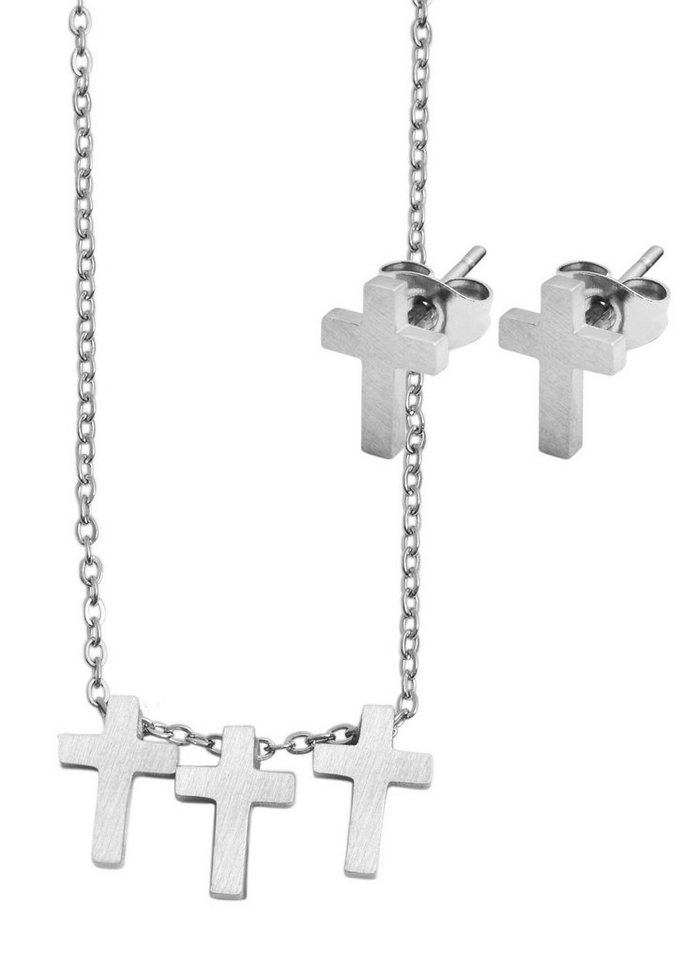 AKZENT Schmuckset Karli Schmuckset Kette und Ohrstecker aus Edelstahl Kreuz (Schmuckset, inkl. Schmuckbox), Damen Schmuckset von AKZENT